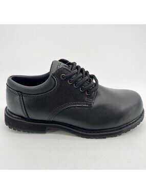 Grabbers Friction G112 Womens Size 6W Black Leather Plain Toe Work Oxford Shoes